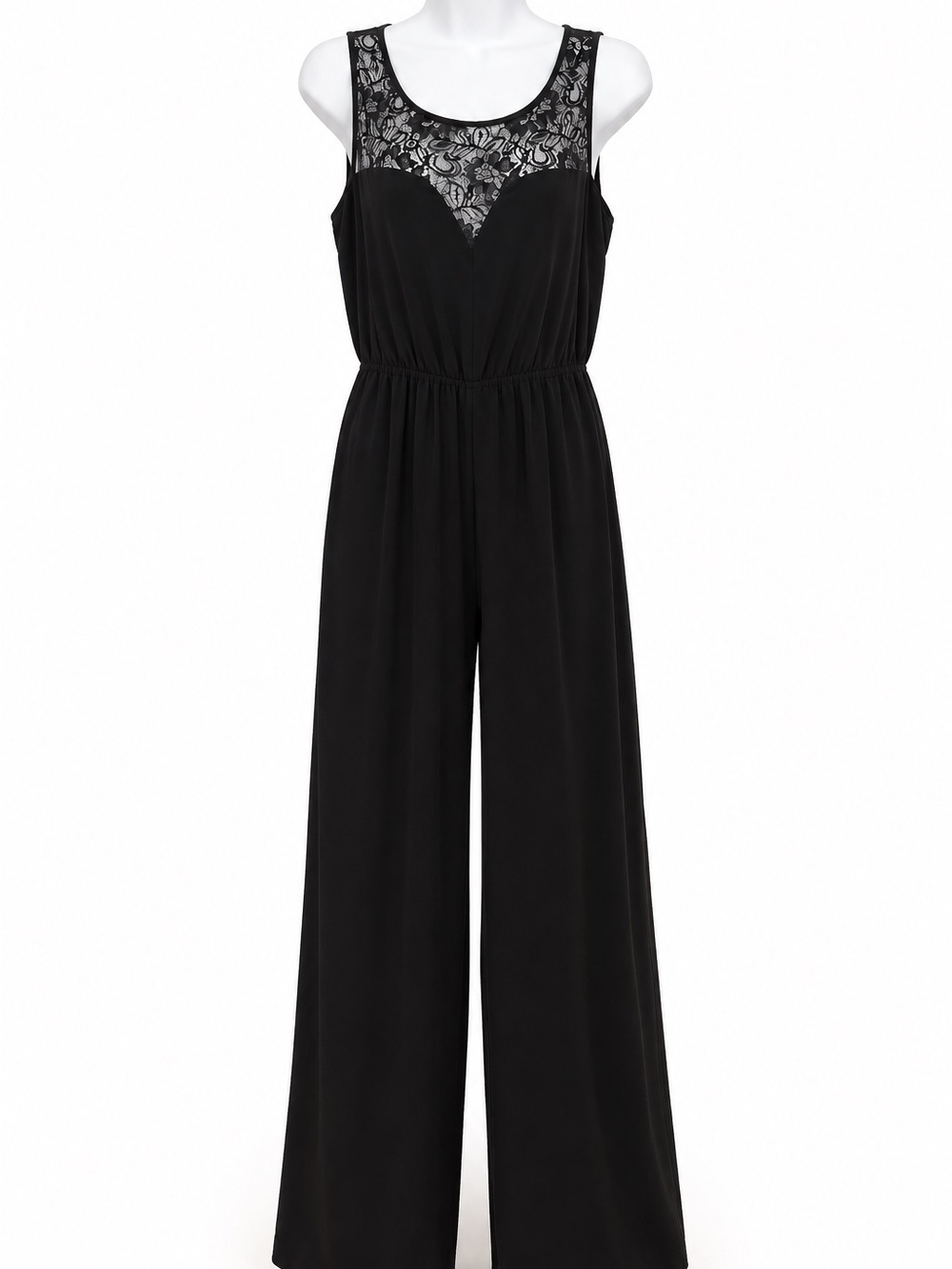 NWT Jessica Simpson Black Lace Wide Leg Jumpsuit Size 10